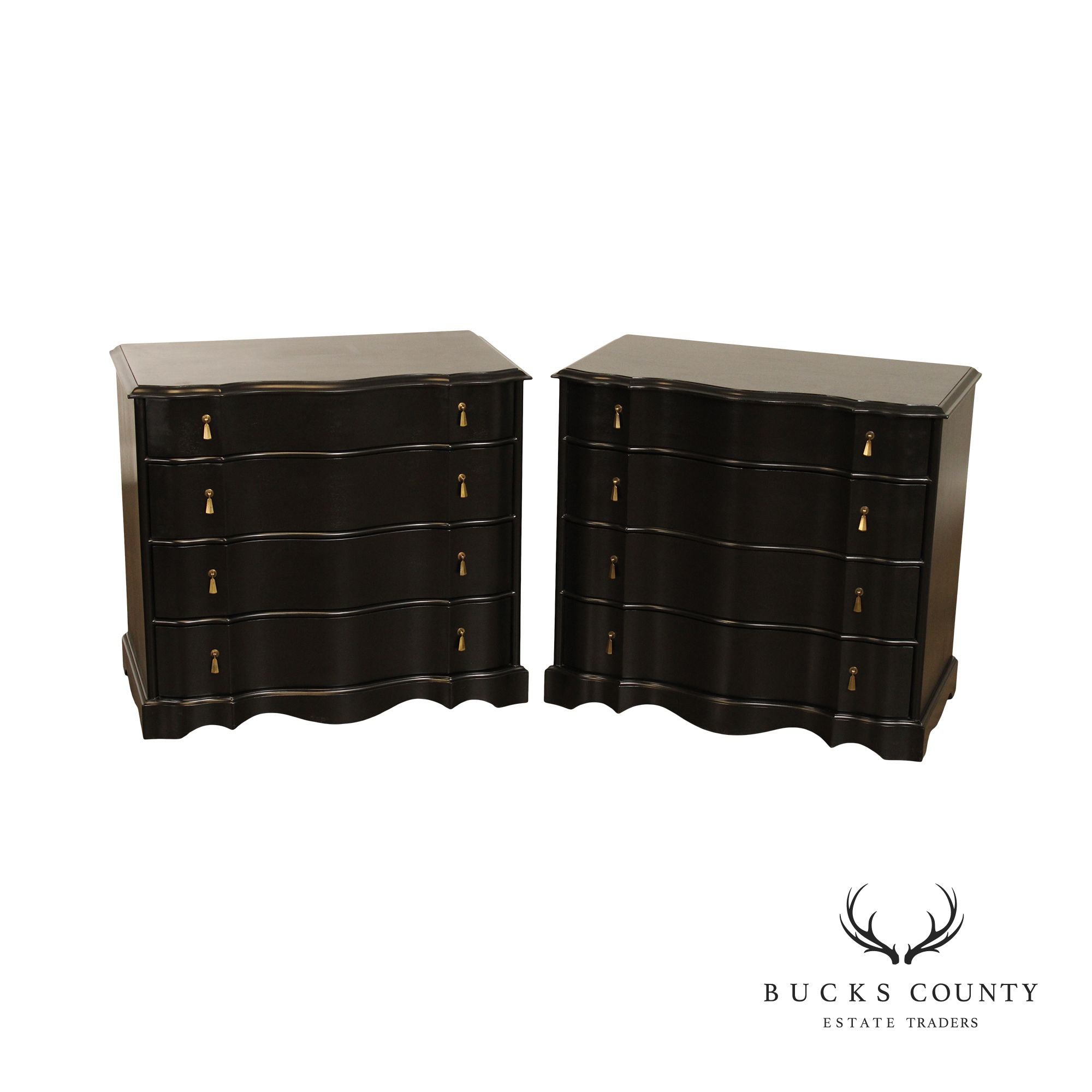 Restoration Hardware Pair of Black 'Jolie' Chests of Drawers