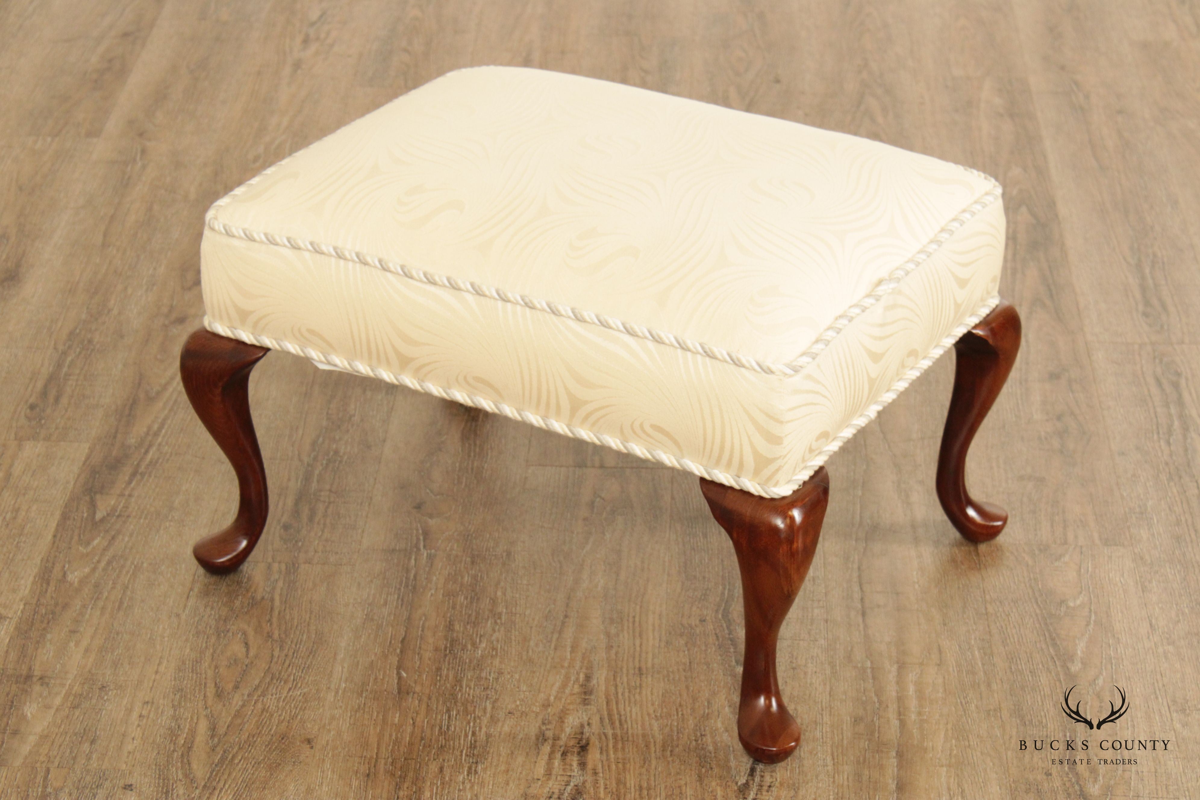 Hickory White Queen Anne Style Pair of Foot Stools or Ottomans