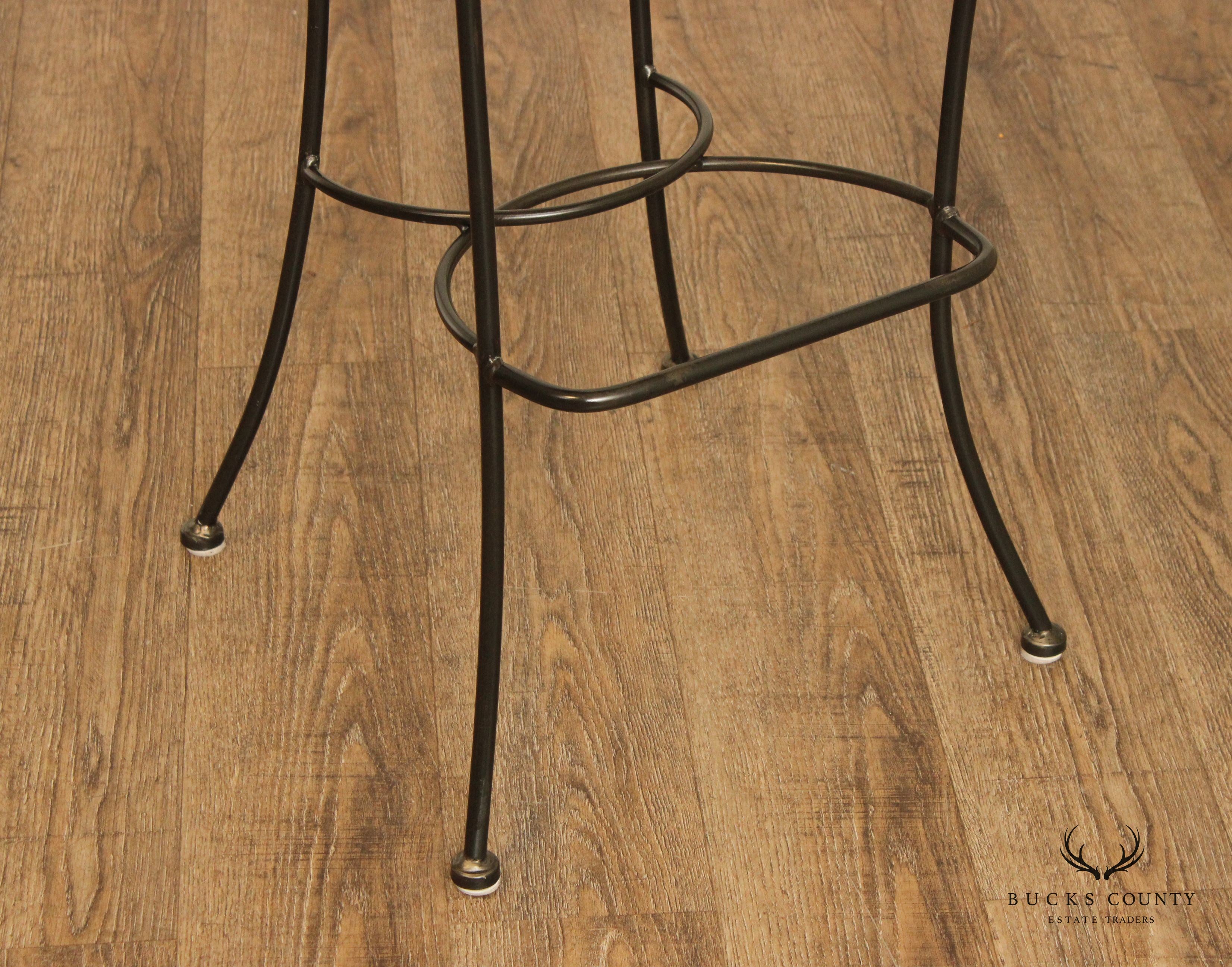 Vintage Pair Wrought Iron Bar Stools