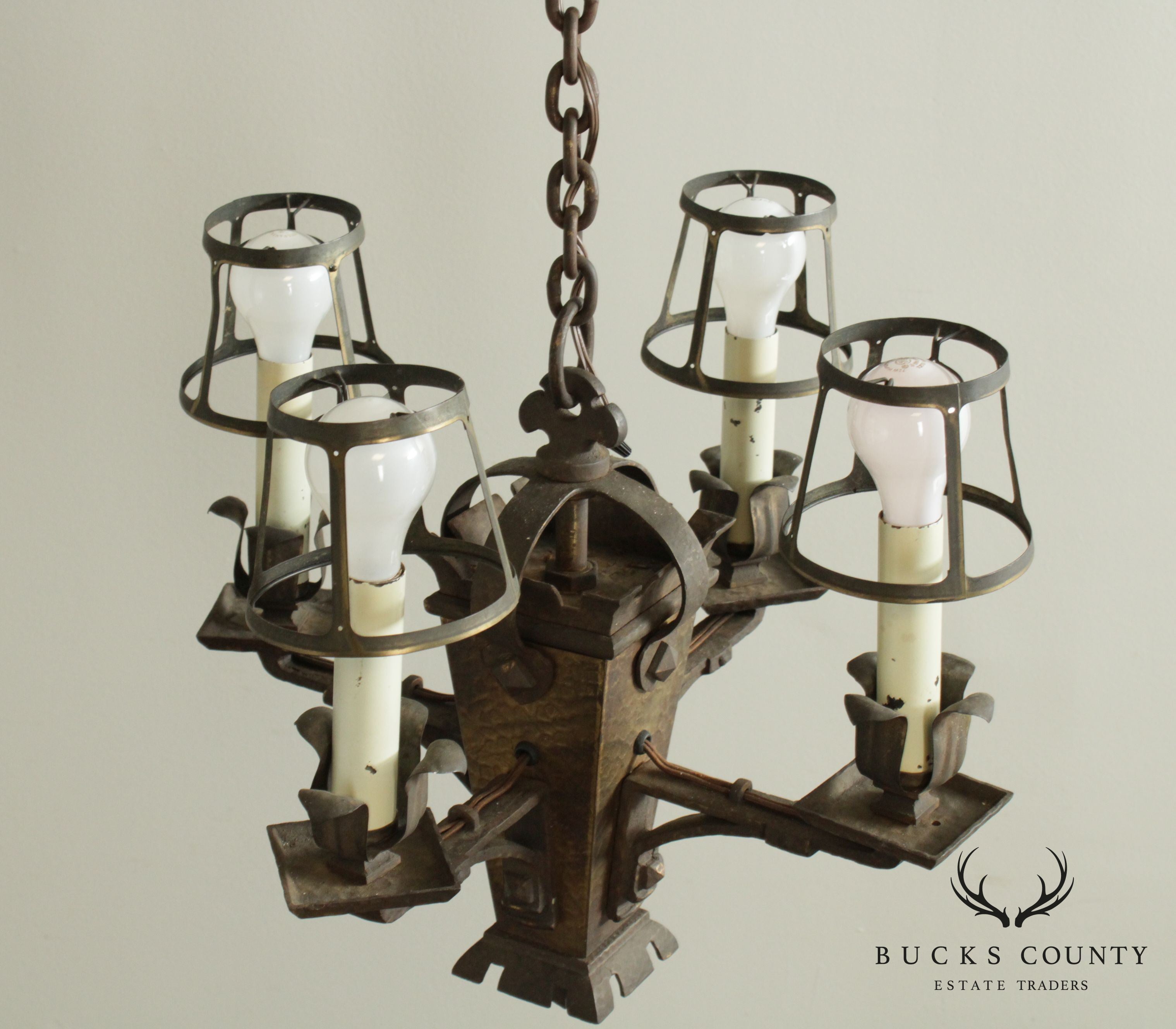 Antique Arts and Crafts 4 Light Chandelier