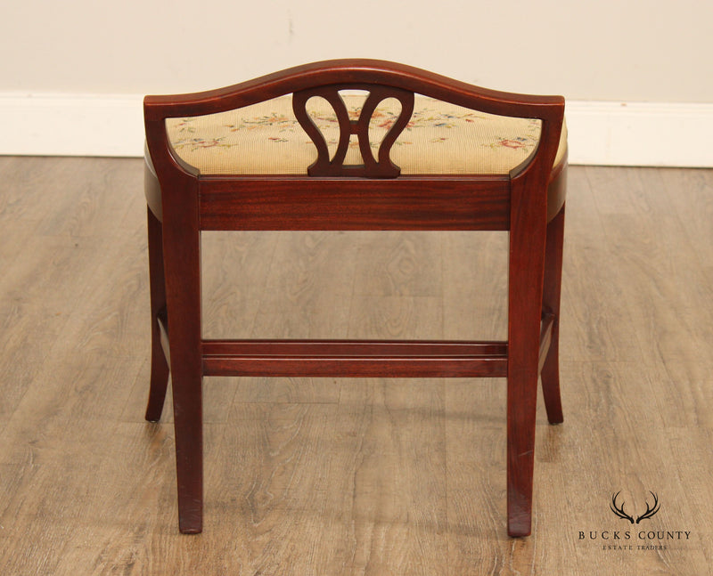 Continental Furniture Co. Vintage Hepplewhite Style Mahogany Vanity Bench