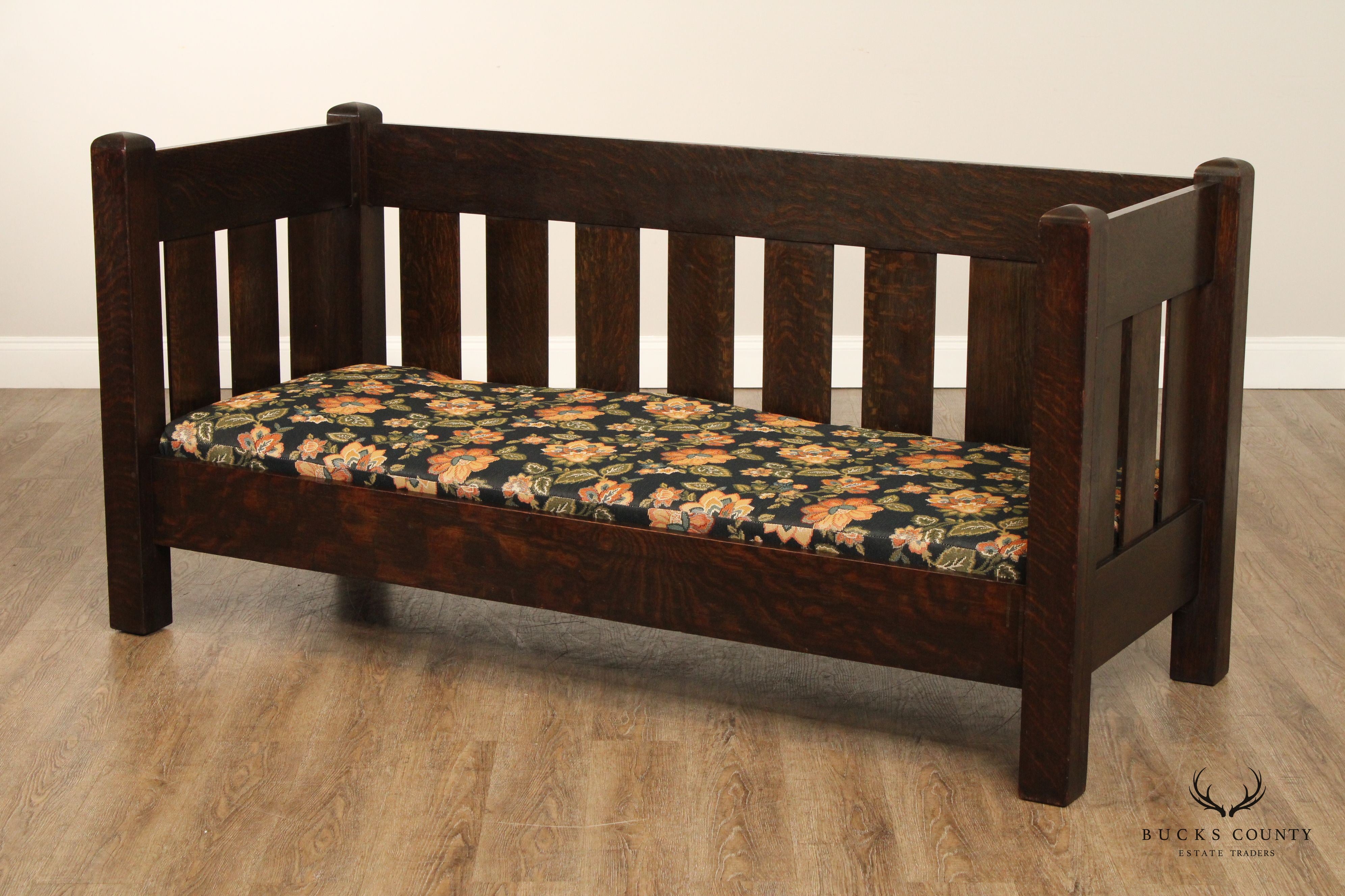 Limbert Antique Arts & Crafts Oak Settle Sofa