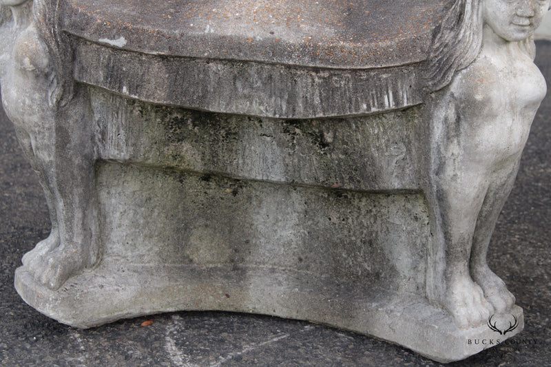 Antique Figural Pair Concrete Stone Grotto Garden Chairs