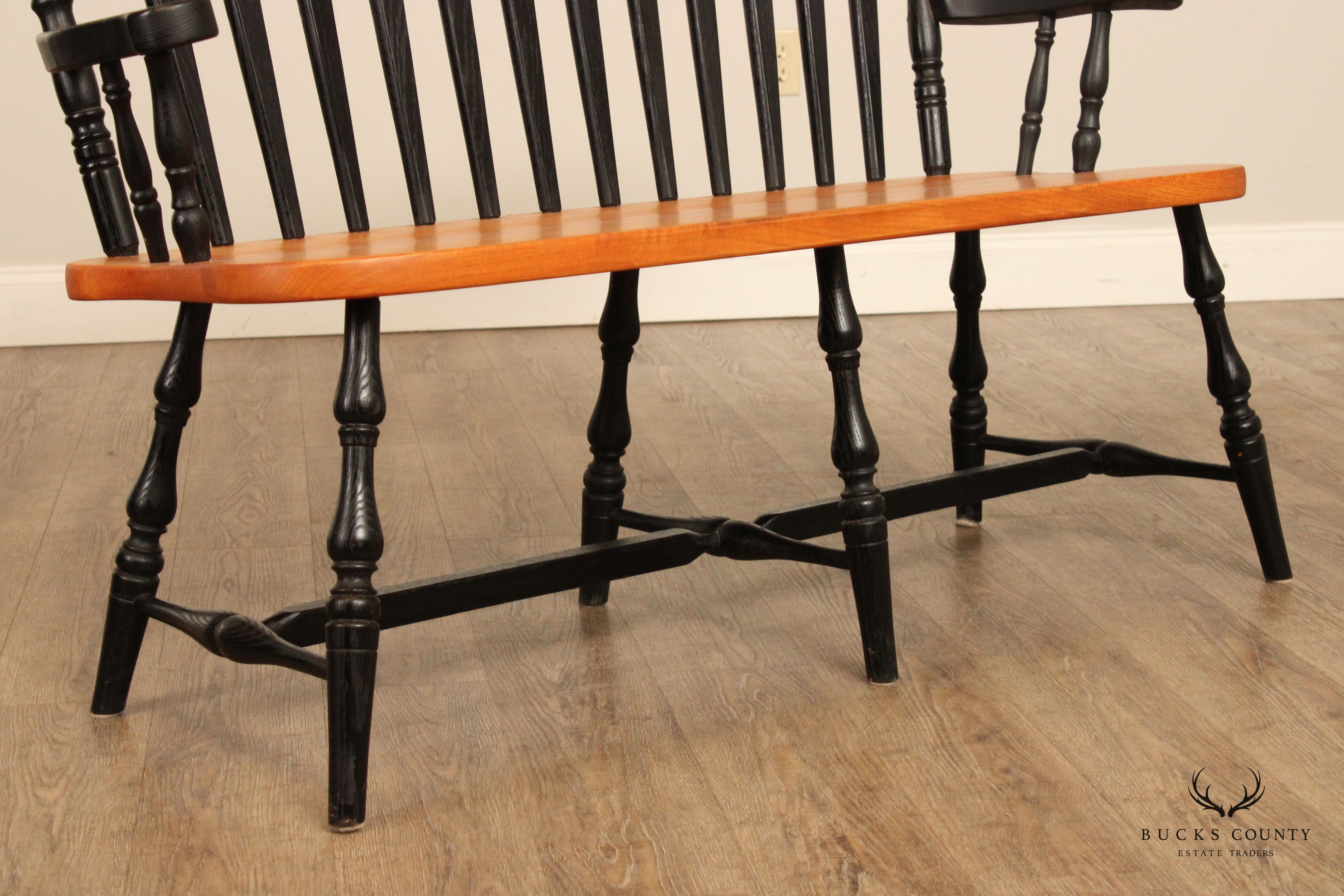 Penns Creek Furniture Black Painted Oak Windsor Bench