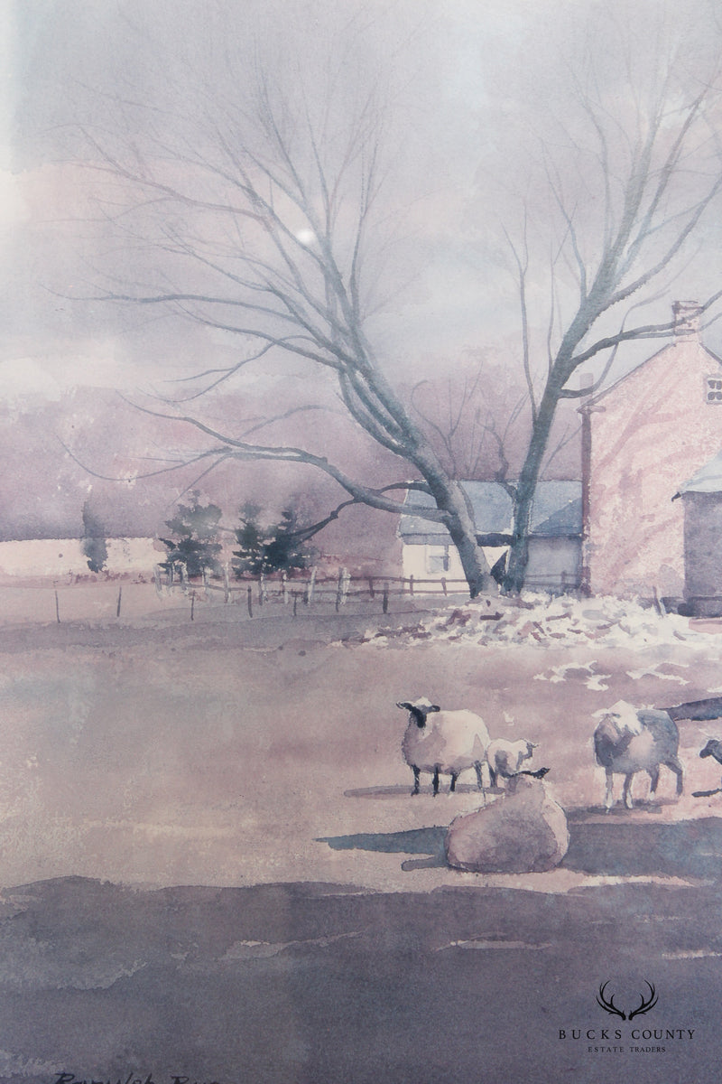 Ranulph Bye Country Sheep Barnyard Scene Watercolor Print "Lambing Time"