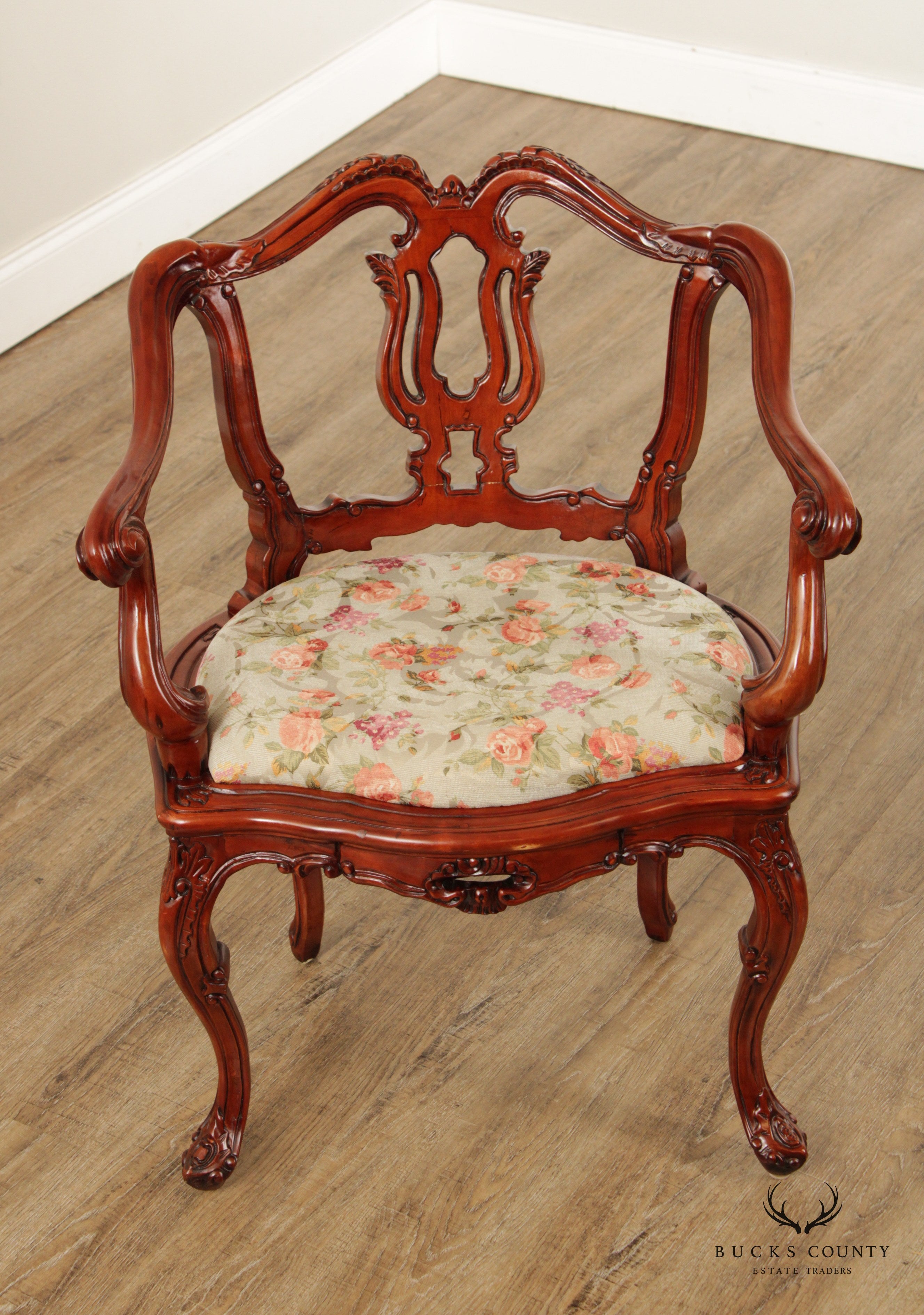 Italian Rococo Style Carved Frame Armchair