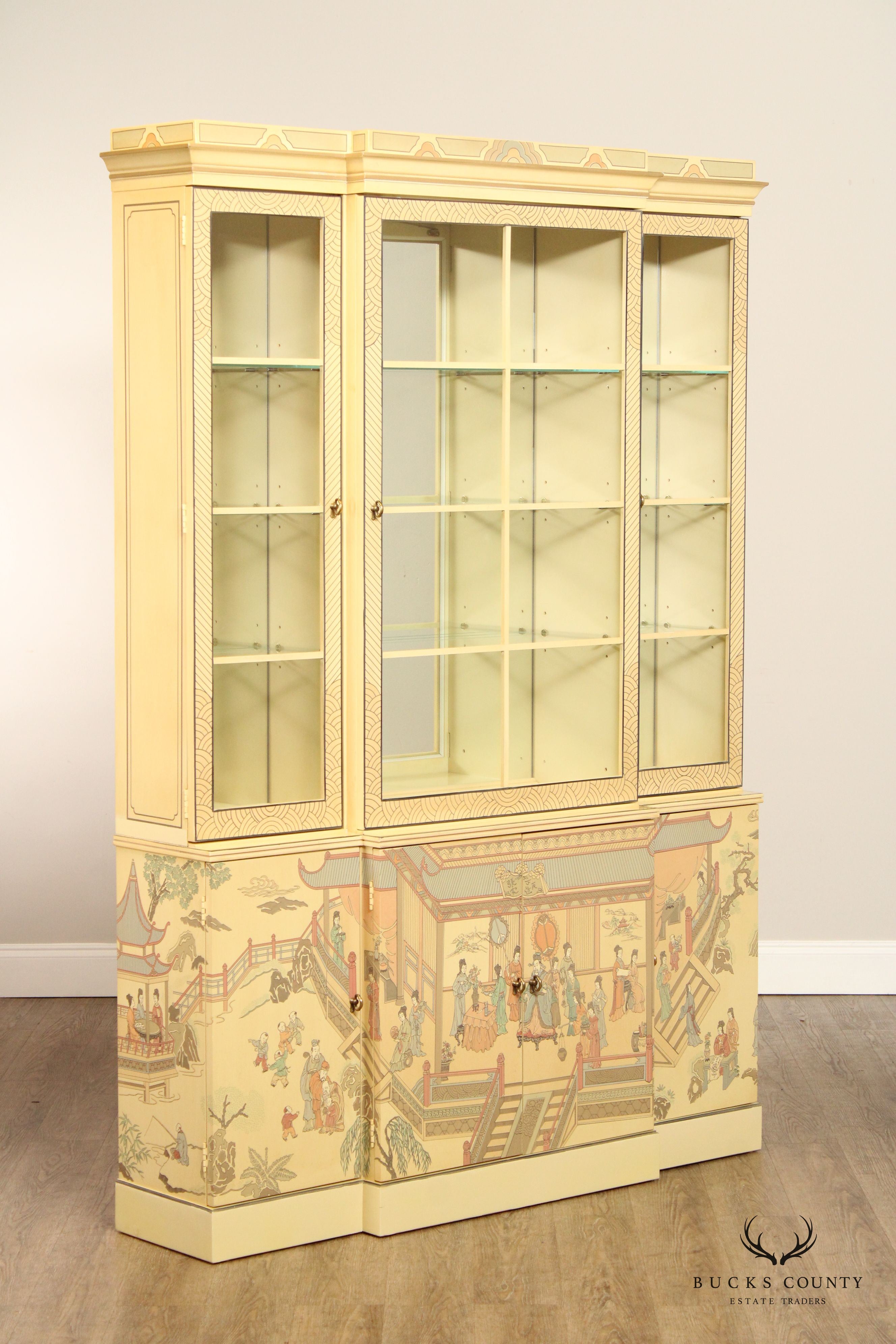 Drexel 'Et Cetera' Chinoiserie Decorated Breakfront China Cabinet