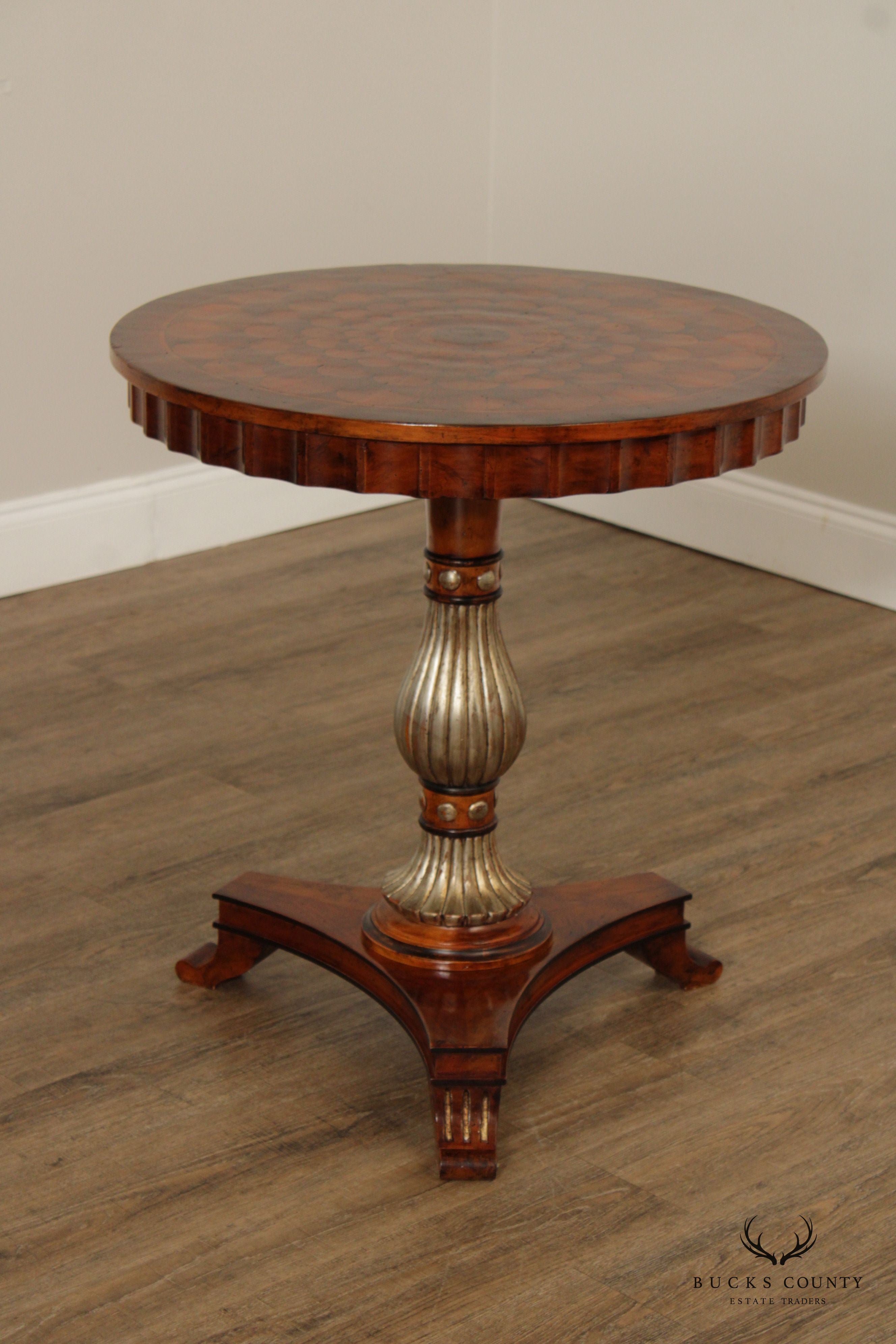 William IV Style Round Top Oyster Wood Tea Table