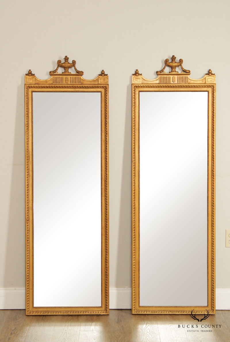Federal Neoclassical Style Pair of Tall Gilt Gold Mirrors