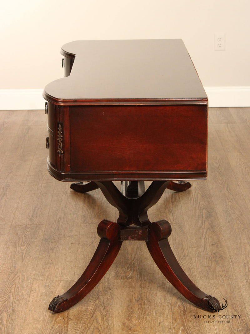 1940's Regency Style Mahogany Lyre-Base Vanity Or Writing Desk