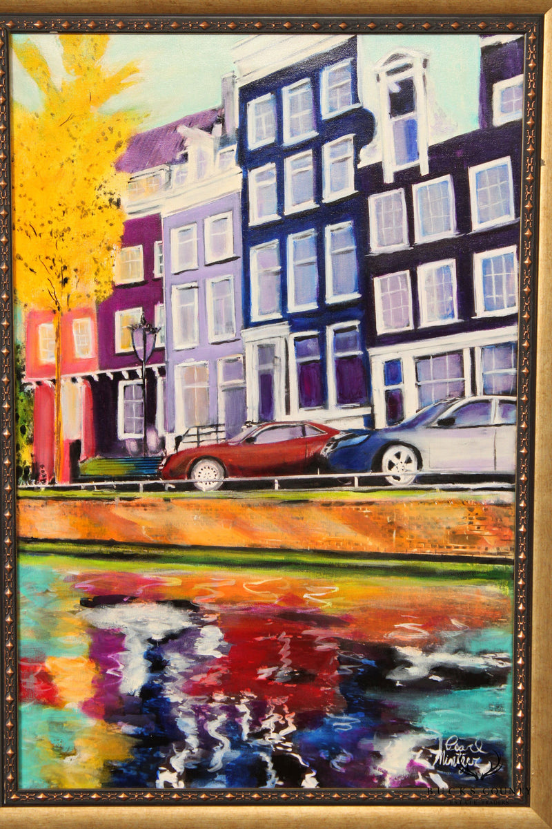 Pearl Mintzer 'Canal Reflections Amsterdam' Original Oil Painting
