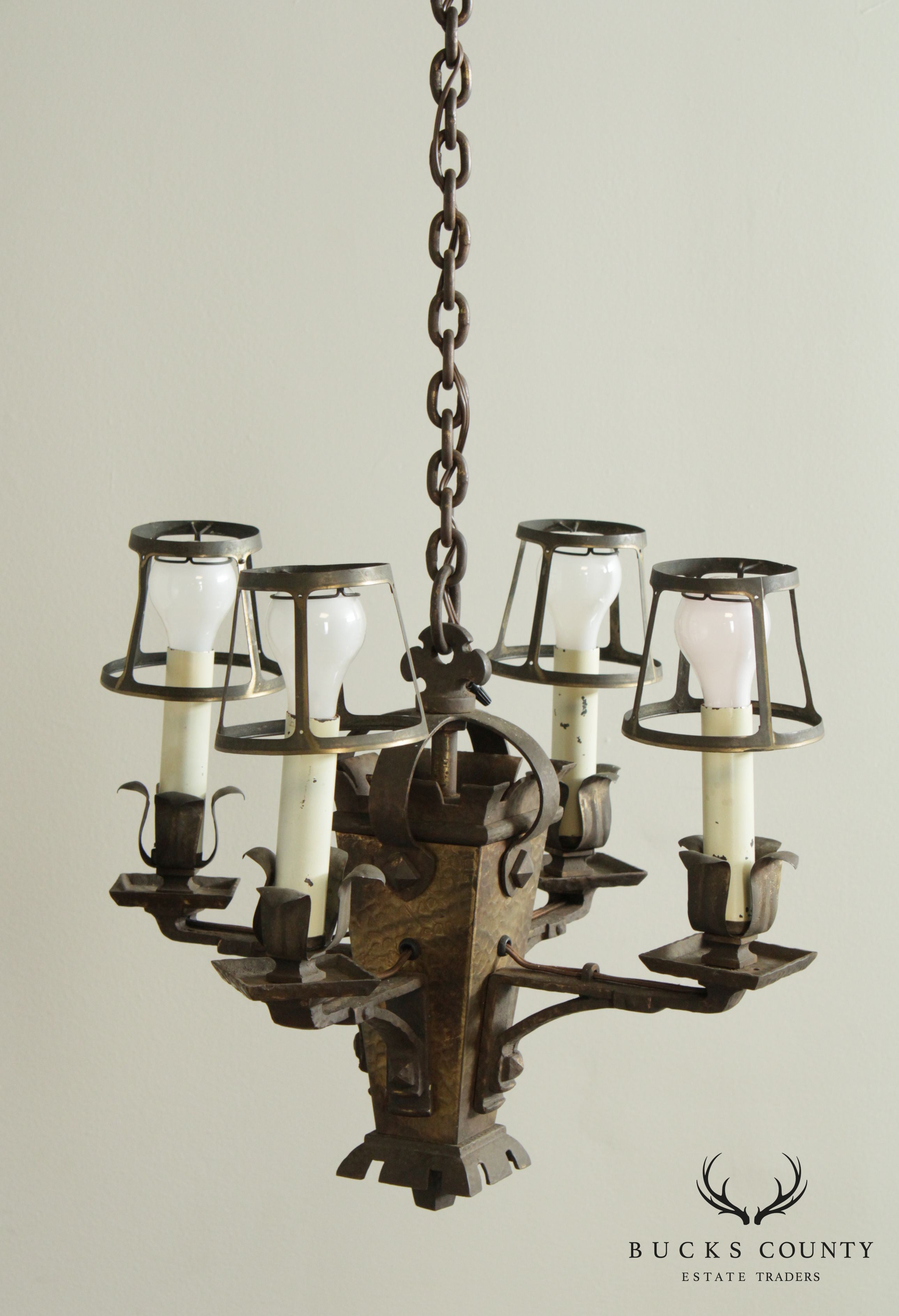 Antique Arts and Crafts 4 Light Chandelier