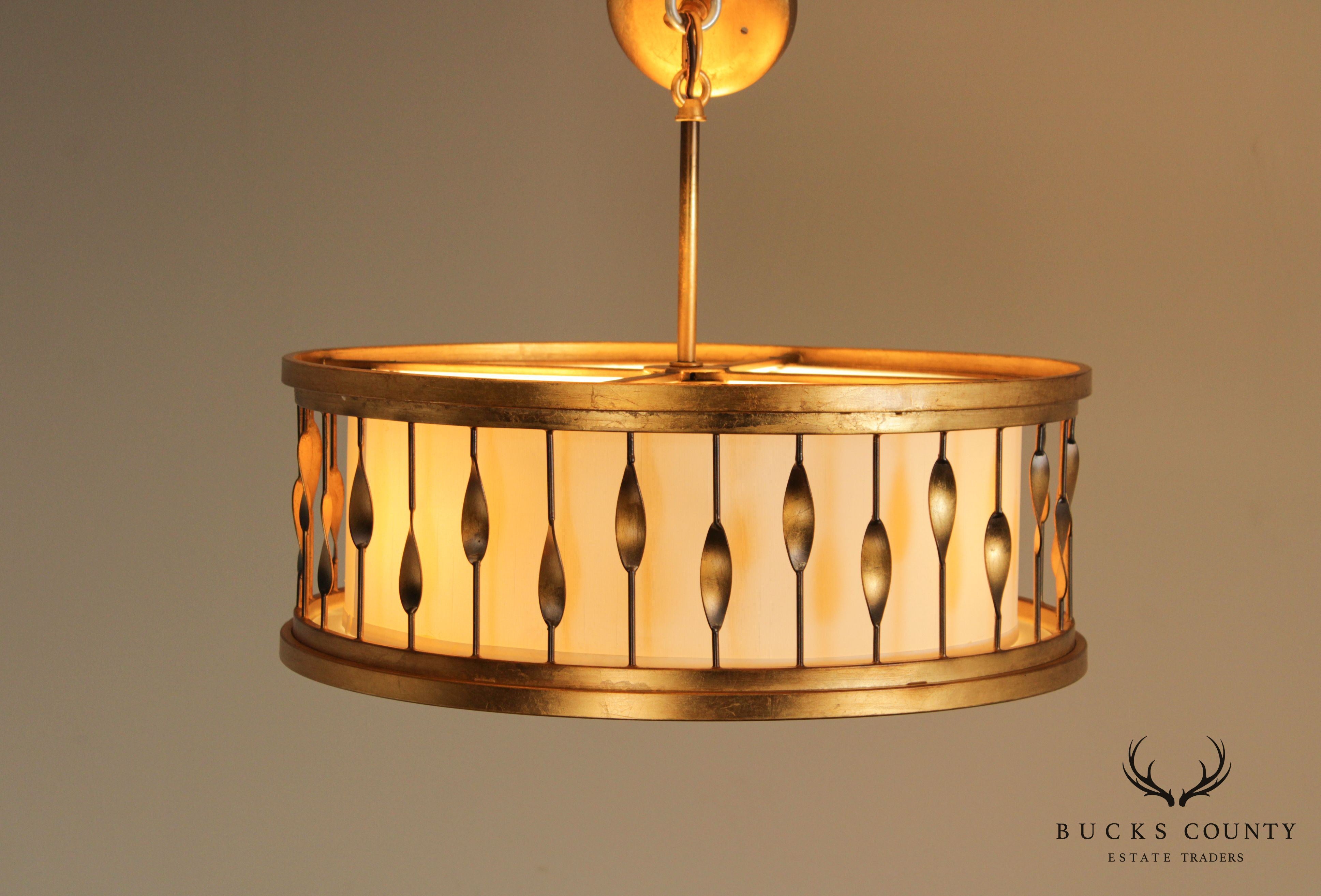 Mid Century Modern Style Gold Leaf Pendant Chandelier