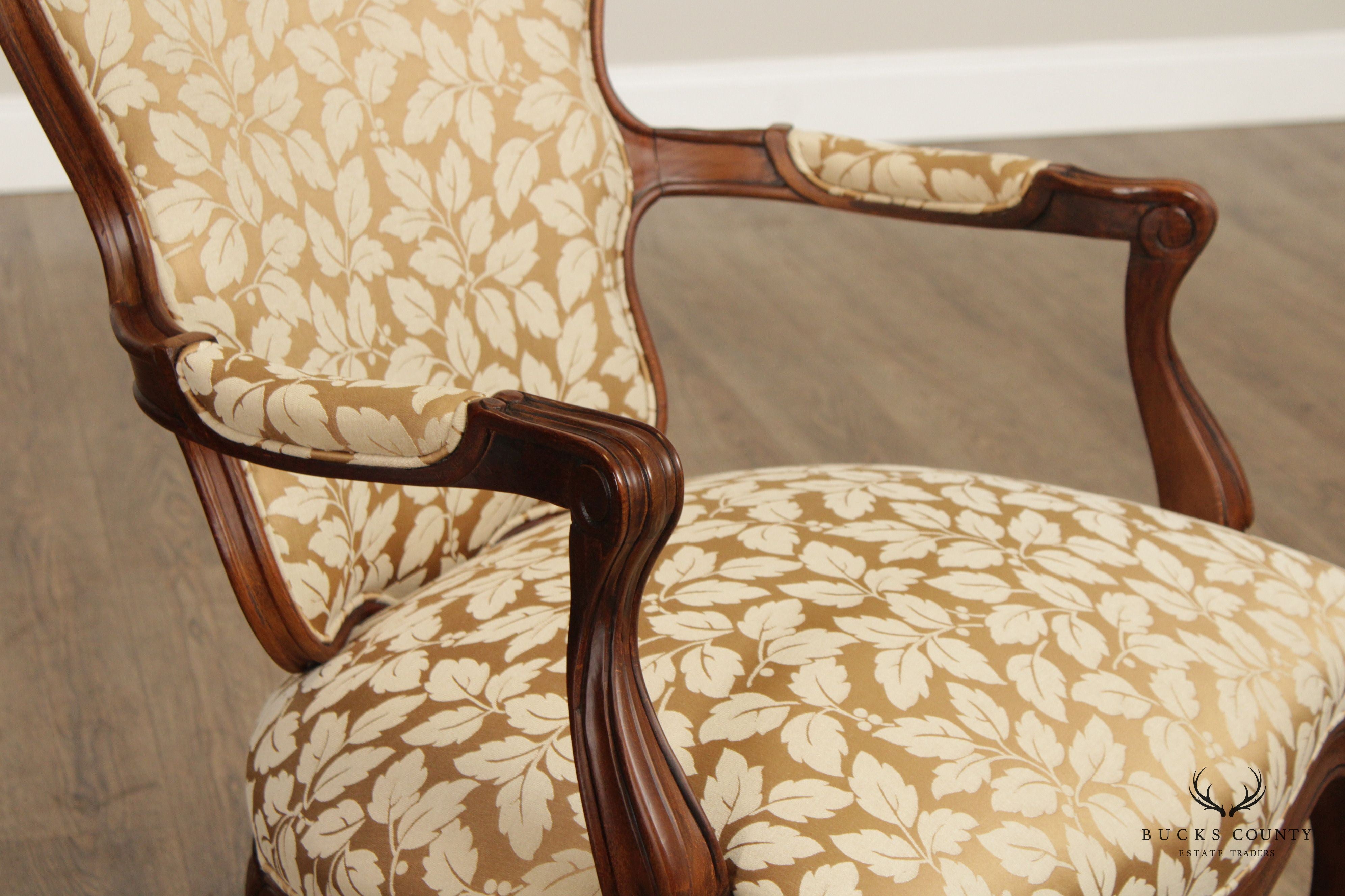 Hickory Chair French Louis XV Style Pair of Fauteuil Armchairs