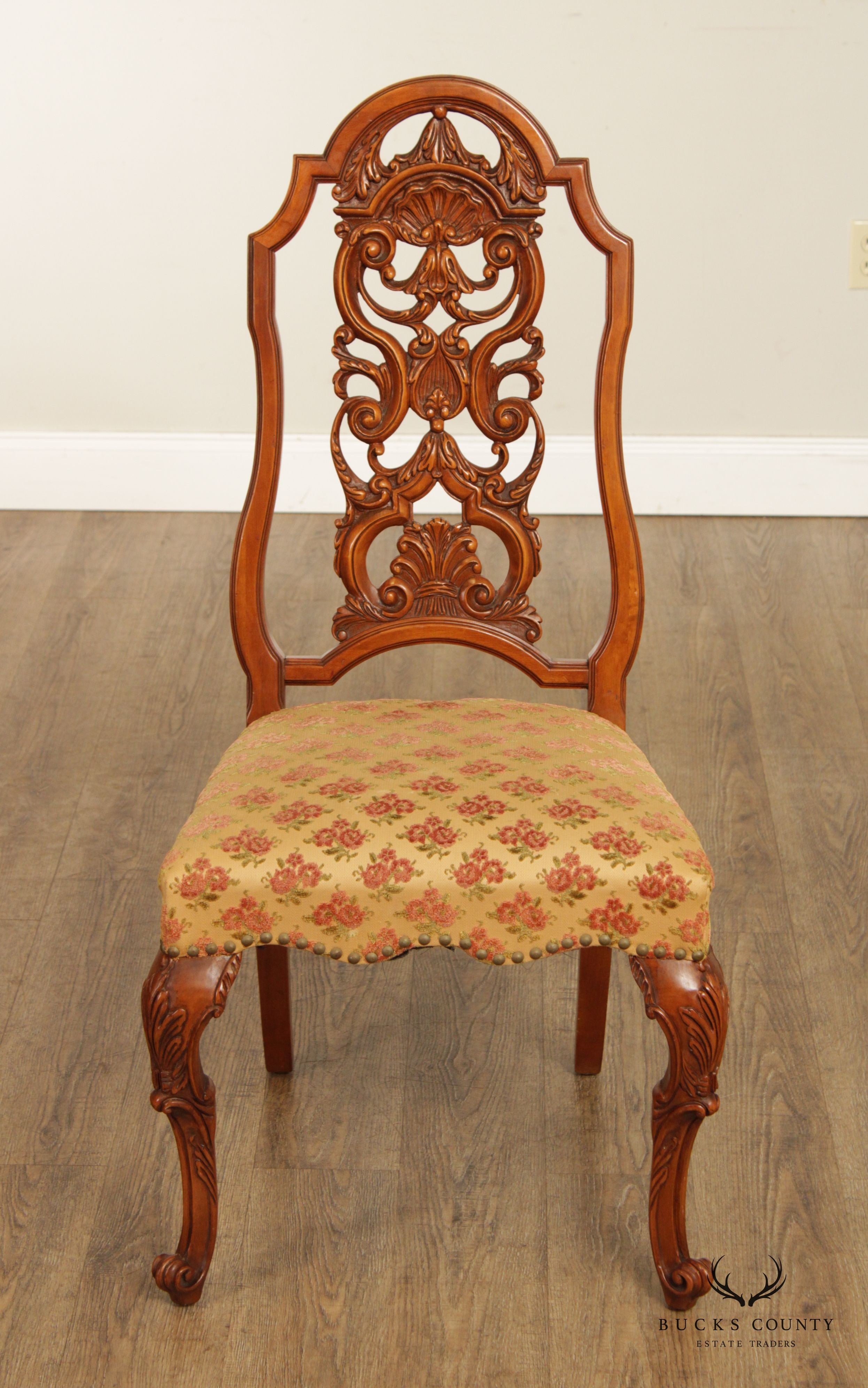 Batesville Georgian Rococo Style Carved Set Six Dining Chairs