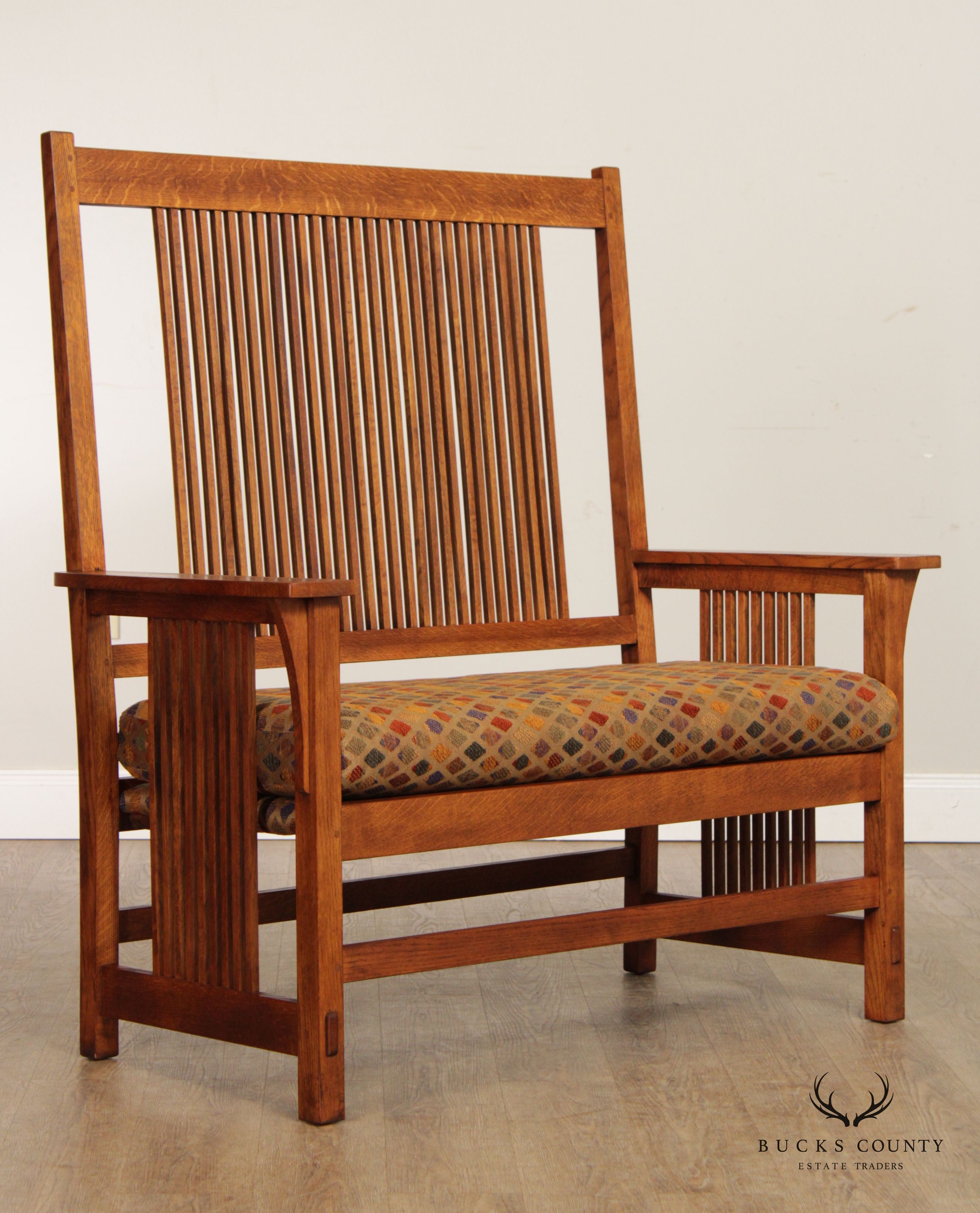 Stickley Mission Collection Oak Spindle Settee