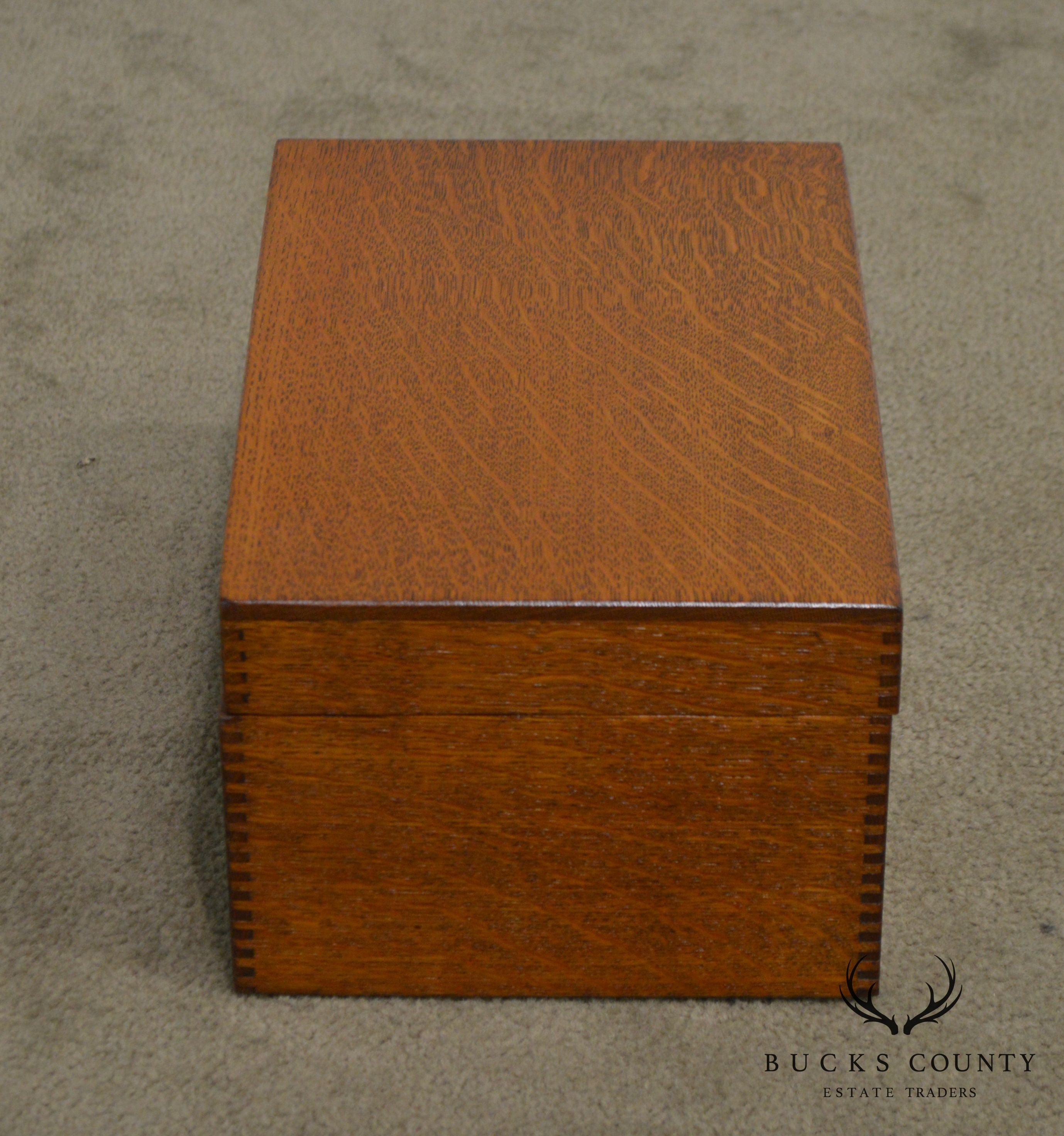 Antique Oak Desktop Library Card File Box